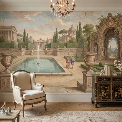 Fresco Mural Wallpaper Classical Garden Italian Villa Removable Wall Decor