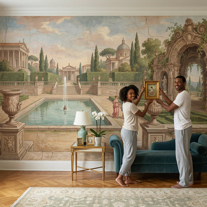 Fresco Mural Wallpaper Classical Garden Italian Villa Removable Wall Decor