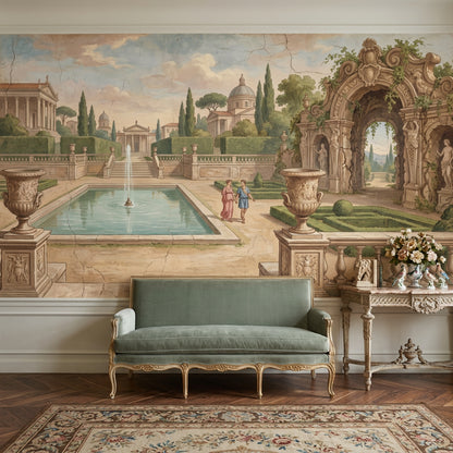 Fresco Mural Wallpaper Classical Garden Italian Villa Removable Wall Decor
