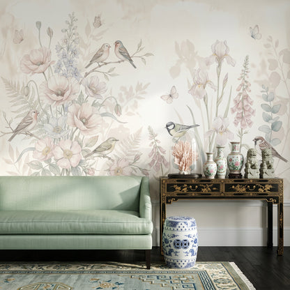 White Background Wallpaper Paper Texture Removable Muted Green Wall Decor