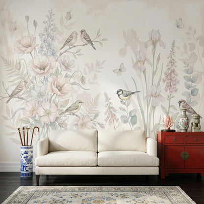White Background Wallpaper Paper Texture Removable Muted Green Wall Decor