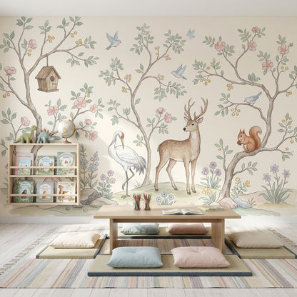 Muted Green Wallpaper Pastel Watercolor Removable Wall Decor
