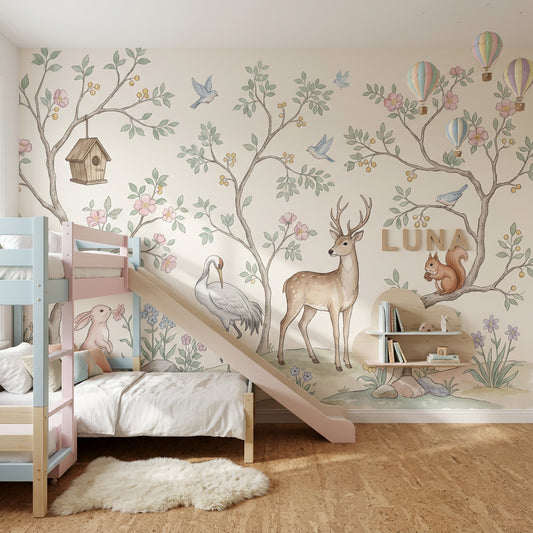 Muted Green Wallpaper Pastel Watercolor Removable Wall Decor