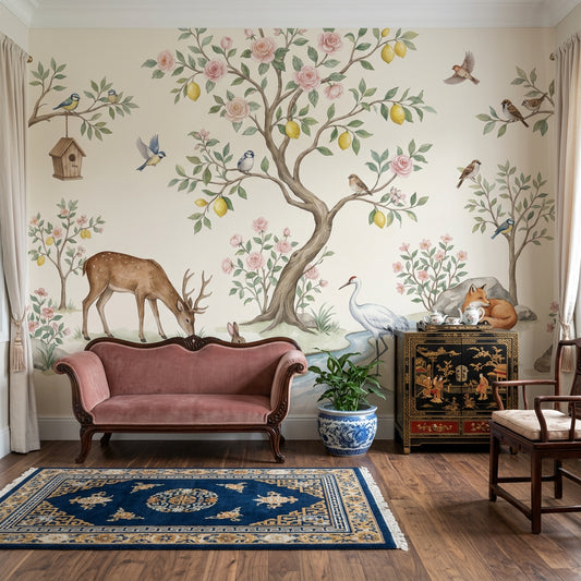 Woodland Wallpaper Floral Tree Removable Stream Wall Decor