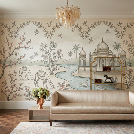 Toile Landscape Wallpaper Mughal Palace Taj Mahal Inspired Wall Mural