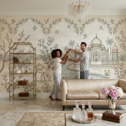 Toile Landscape Wallpaper Mughal Palace Taj Mahal Inspired Wall Mural