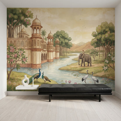 South Asian Palace Wallpaper River Garden Removable Domed Pavilions Wall Decor