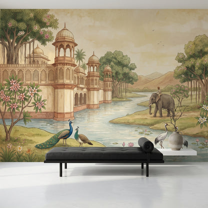 South Asian Palace Wallpaper River Garden Removable Domed Pavilions Wall Decor