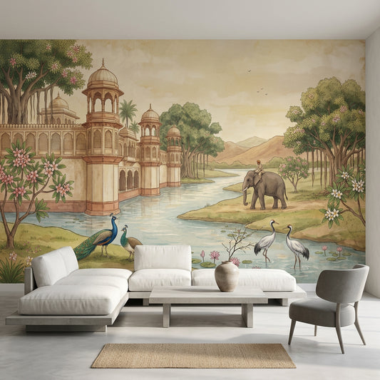 South Asian Palace Wallpaper River Garden Removable Domed Pavilions Wall Decor