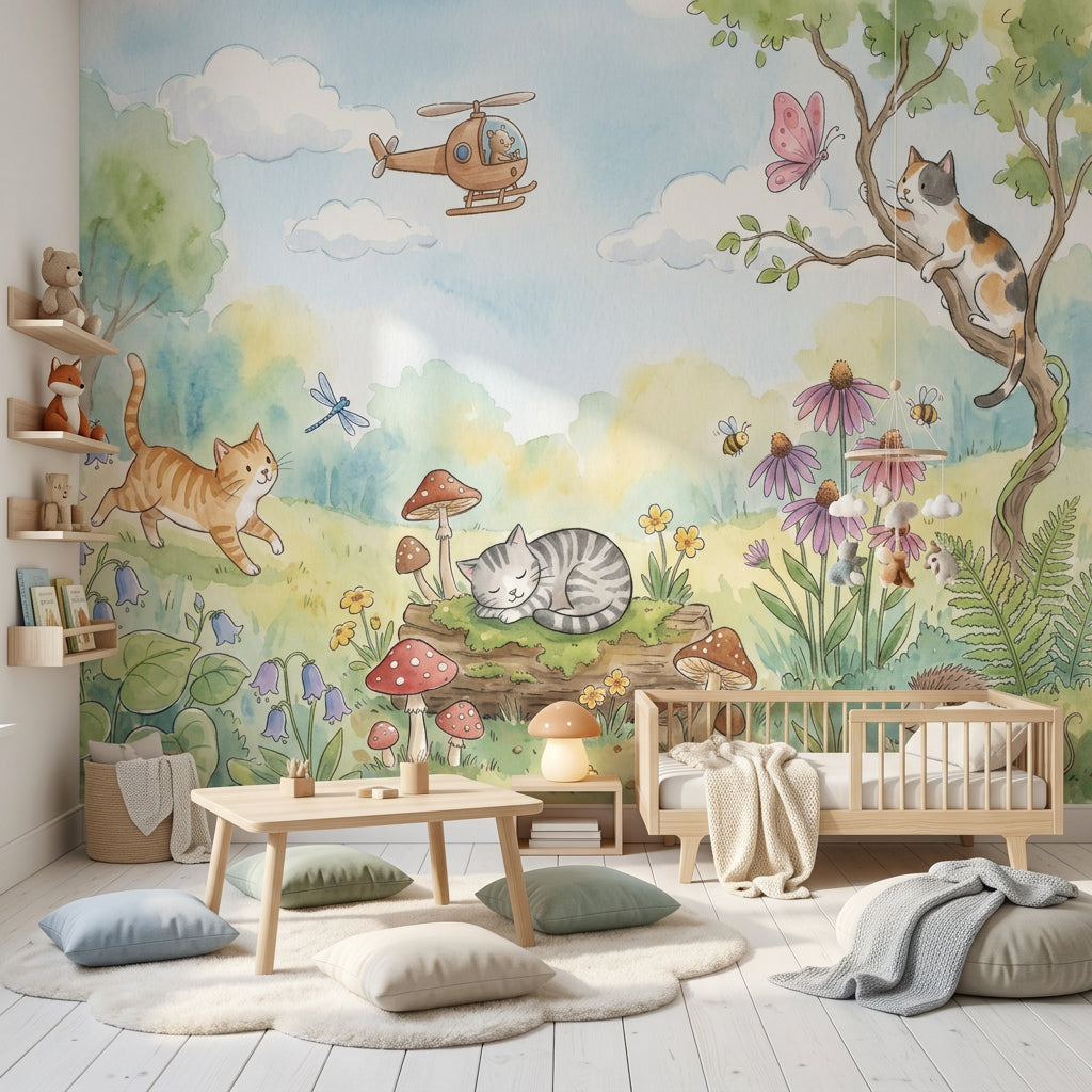 Woodland Wallpaper Watercolor Storybook Wall Mural
