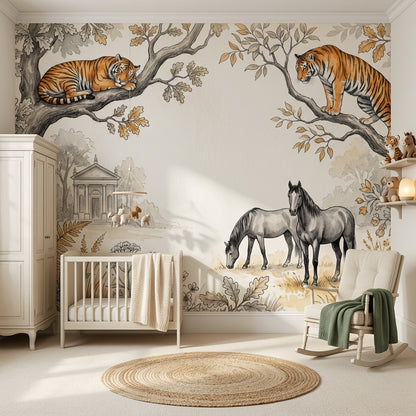 White Background Wallpaper Golden Leaves Removable Wall Decor