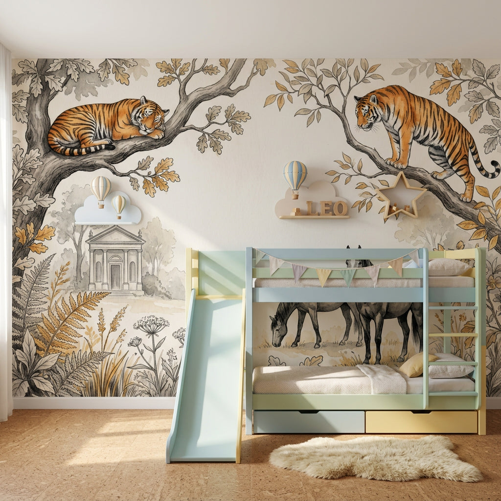 White Background Wallpaper Golden Leaves Removable Wall Decor