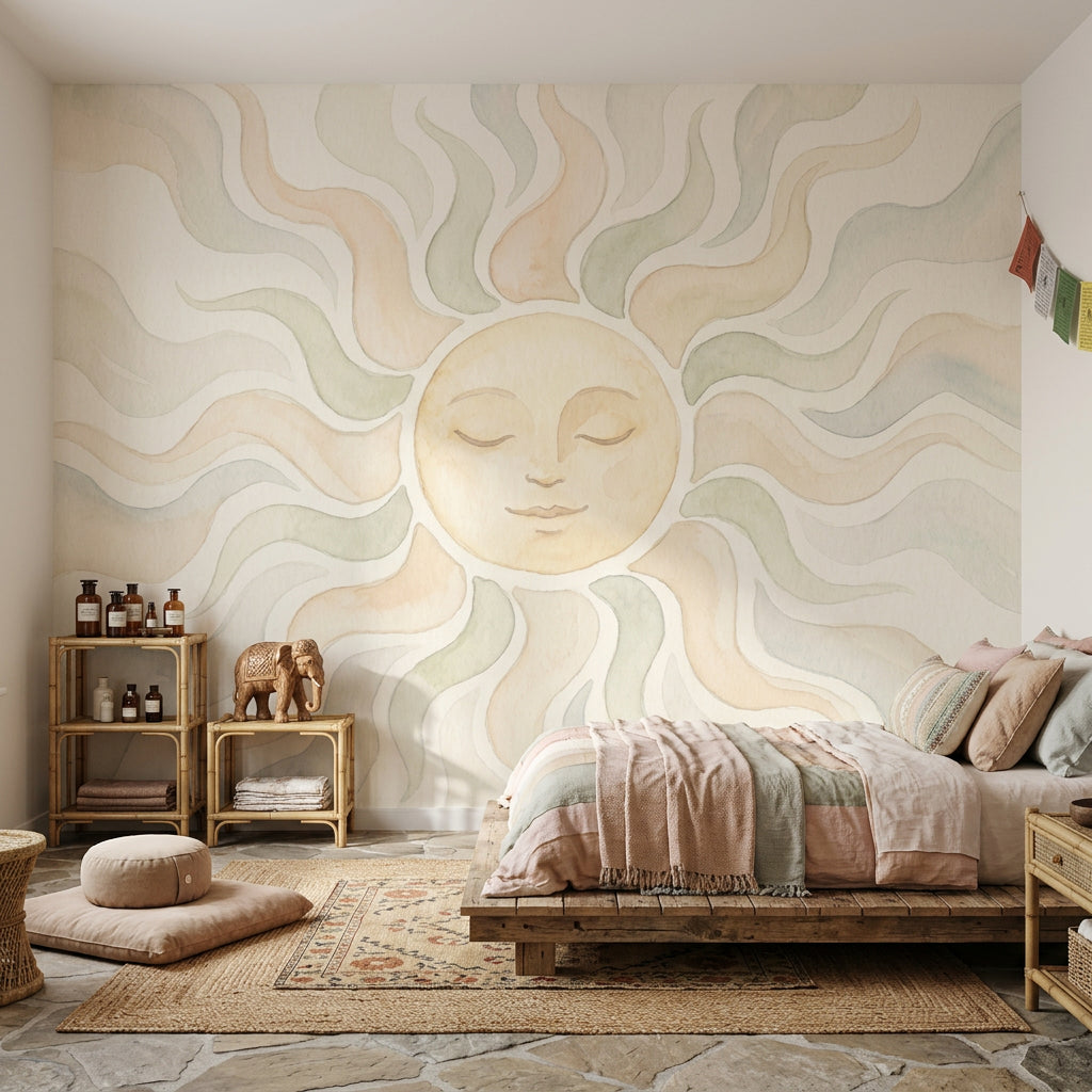 Watercolor Texture Wallpaper Textured Wash Removable Pastel Sun Wall Decor