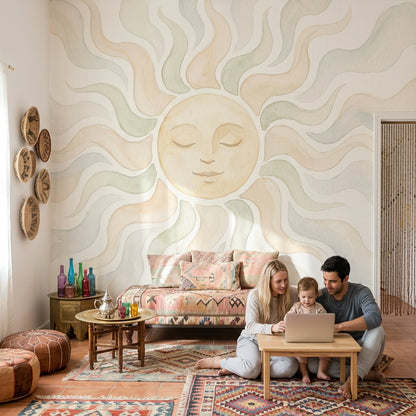 Watercolor Texture Wallpaper Textured Wash Removable Pastel Sun Wall Decor