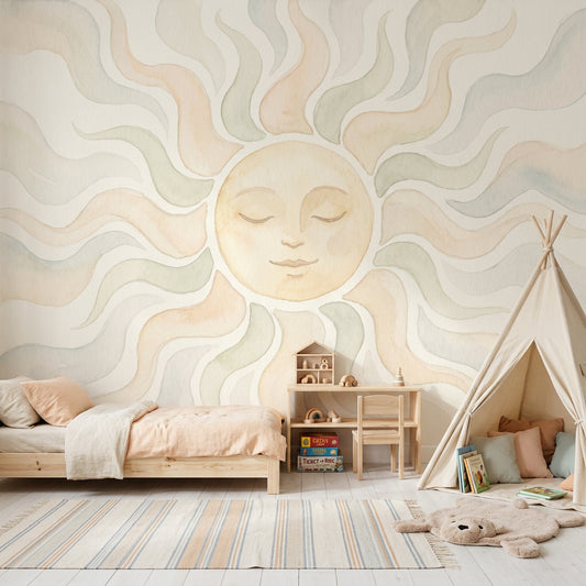 Watercolor Texture Wallpaper Textured Wash Removable Pastel Sun Wall Decor