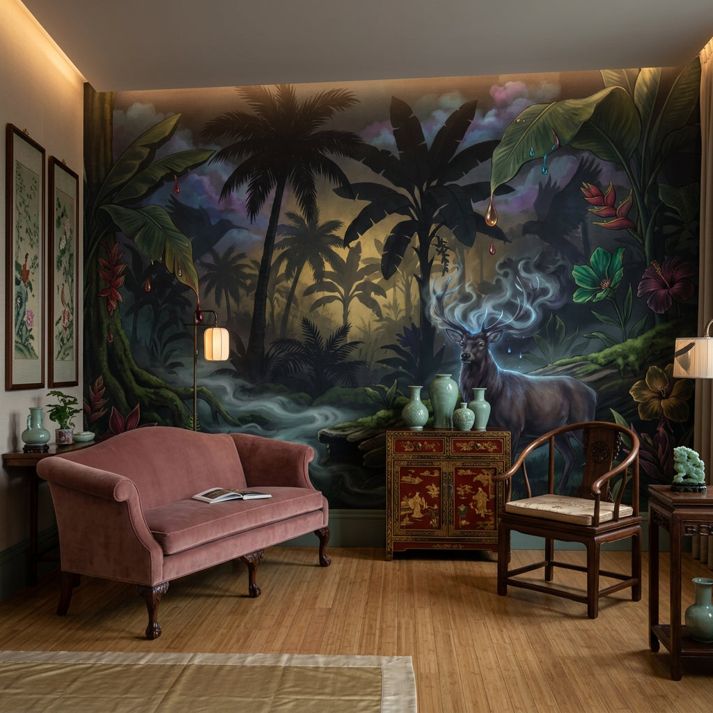 Misty Forest Wallpaper Enchanted Jungle Removable Twilight Landscape Wall Decor