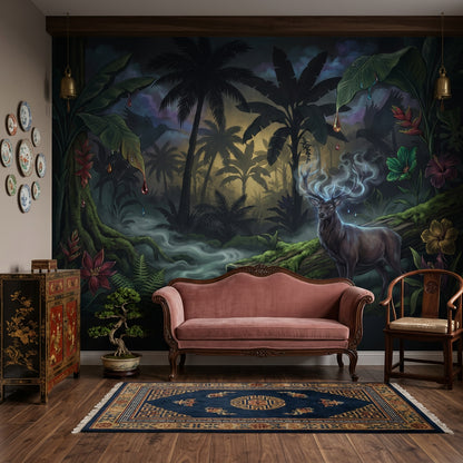 Misty Forest Wallpaper Enchanted Jungle Removable Twilight Landscape Wall Decor
