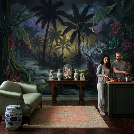 Misty Forest Wallpaper Enchanted Jungle Removable Twilight Landscape Wall Decor