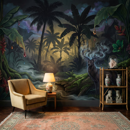 Misty Forest Wallpaper Enchanted Jungle Removable Twilight Landscape Wall Decor