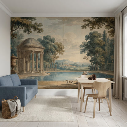 Neoclassical Pavilion Wallpaper Classical Garden Removable Reflecting Pool Wall Decor