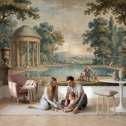 Neoclassical Pavilion Wallpaper Classical Garden Removable Reflecting Pool Wall Decor