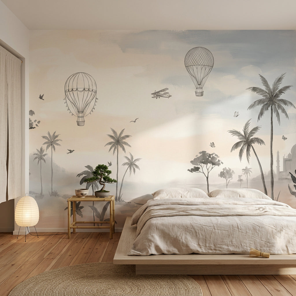 Misty Landscape Wallpaper Watercolor Wash Global Travel Removable Wall Decor