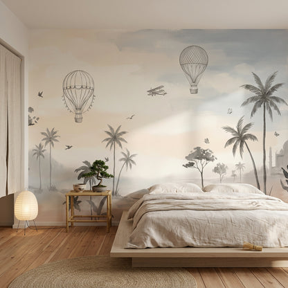 Misty Landscape Wallpaper Watercolor Wash Global Travel Removable Wall Decor