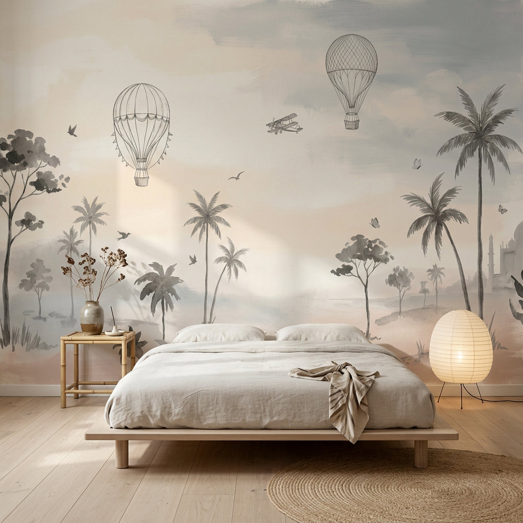 Misty Landscape Wallpaper Watercolor Wash Global Travel Removable Wall Decor
