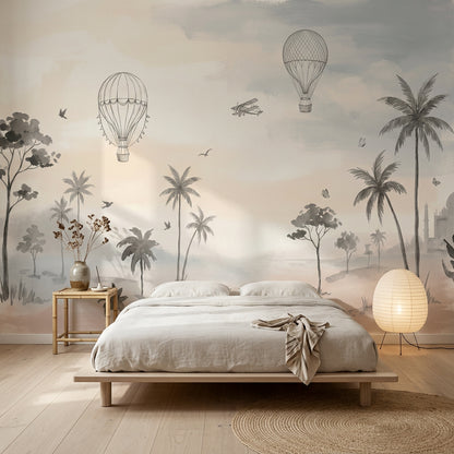 Misty Landscape Wallpaper Watercolor Wash Global Travel Removable Wall Decor