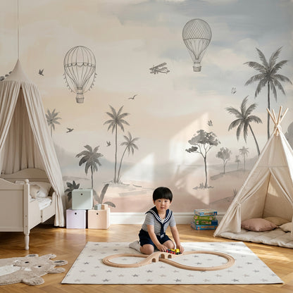 Misty Landscape Wallpaper Watercolor Wash Global Travel Removable Wall Decor