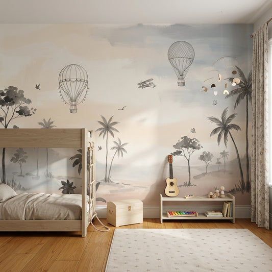 Misty Landscape Wallpaper Watercolor Wash Global Travel Removable Wall Decor