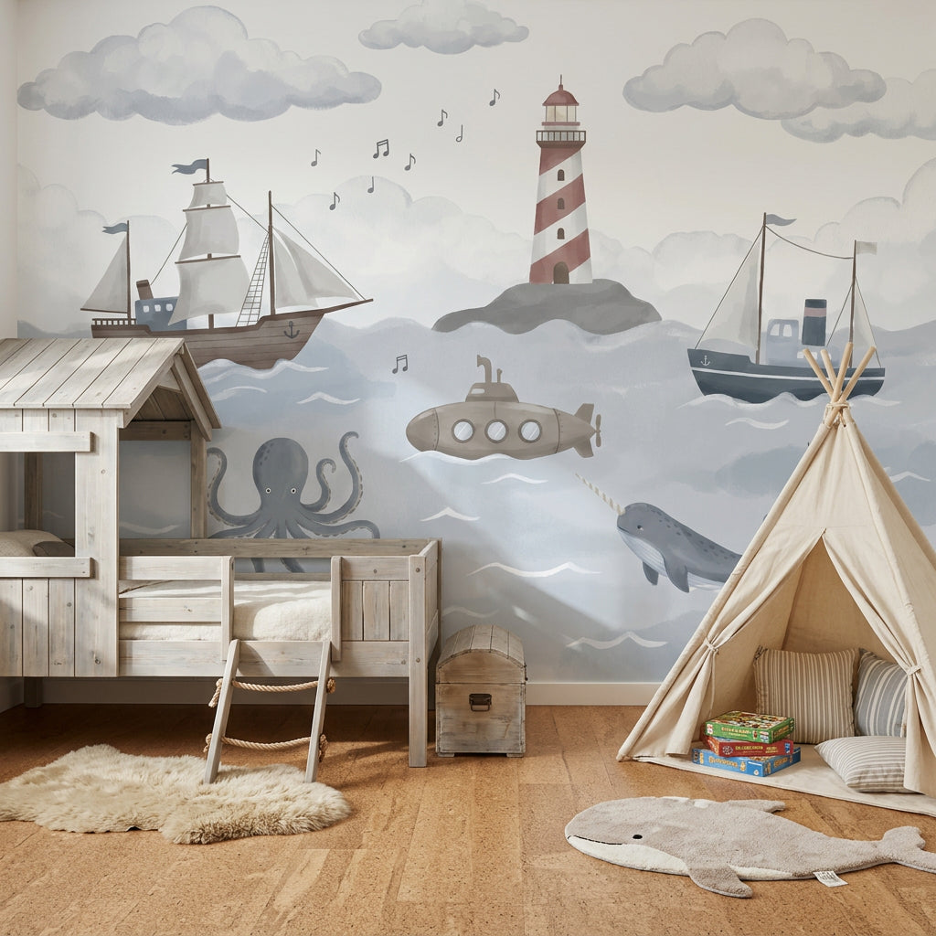 Coastal Wallpaper Nautical Removable Lighthouse Wall Decor