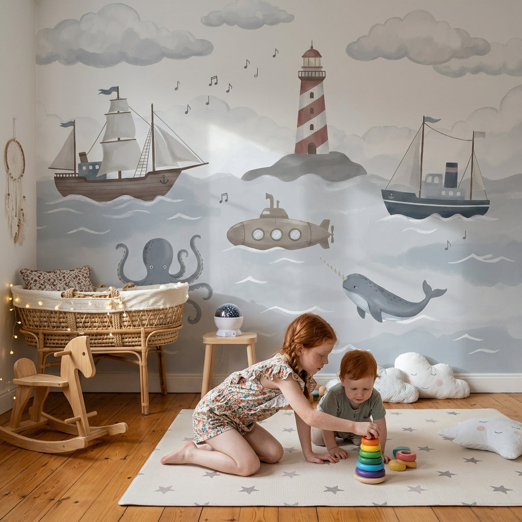 Coastal Wallpaper Nautical Removable Lighthouse Wall Decor