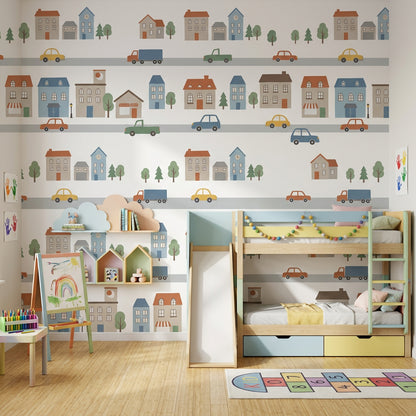 Townscape Wallpaper Bright Playful Removable Wall Decor