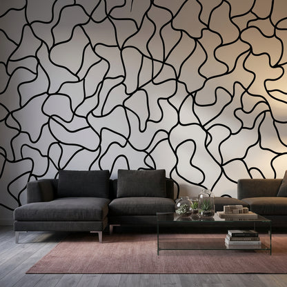 White Background Wallpaper Minimal Line Art Removable Abstract Wall Decor