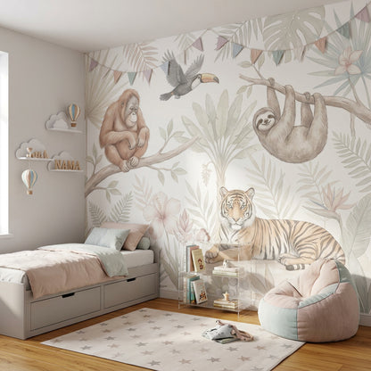 White Background Wallpaper Jungle Vibe Removable White Background Wall Decor
