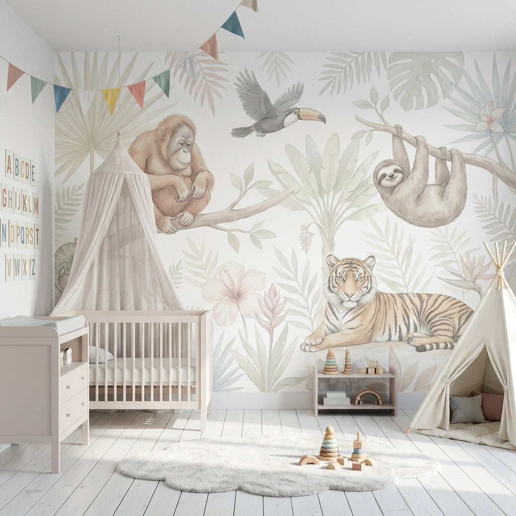 White Background Wallpaper Jungle Vibe Removable White Background Wall Decor