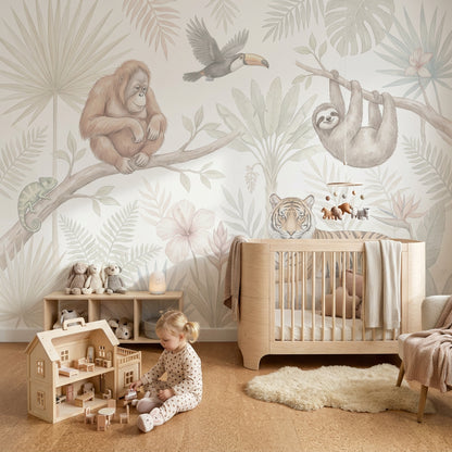 White Background Wallpaper Jungle Vibe Removable White Background Wall Decor