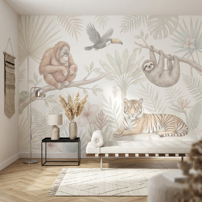 White Background Wallpaper Jungle Vibe Removable White Background Wall Decor