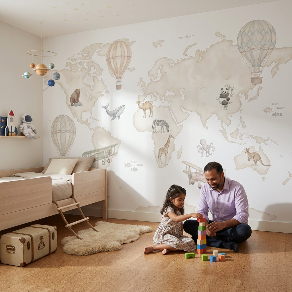 World Map Wallpaper White Background Removable World Map Wall Decor
