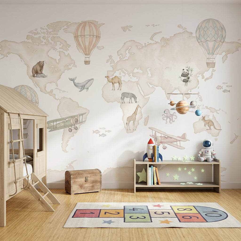 World Map Wallpaper White Background Removable World Map Wall Decor