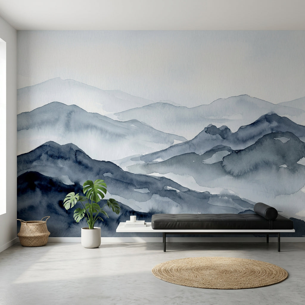 Paper Texture Wallpaper Watercolor Mountain Removable Wall Decor