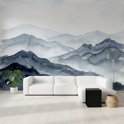 Paper Texture Wallpaper Watercolor Mountain Removable Wall Decor