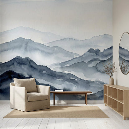 Paper Texture Wallpaper Watercolor Mountain Removable Wall Decor