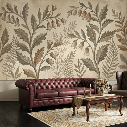 Vintage Botanical Wallpaper Floral Wallpaper Removable Bell Flowers Wall Decor