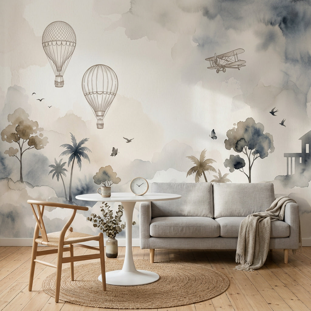 Cloudscape Wallpaper Watercolor Dreamy Sky Removable Wall Decor