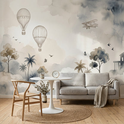 Cloudscape Wallpaper Watercolor Dreamy Sky Removable Wall Decor