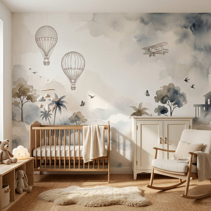 Cloudscape Wallpaper Watercolor Dreamy Sky Removable Wall Decor