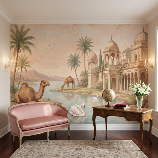 Oasis Landscape Wallpaper Domed Palace Vintage Fresco Removable Wall Decor