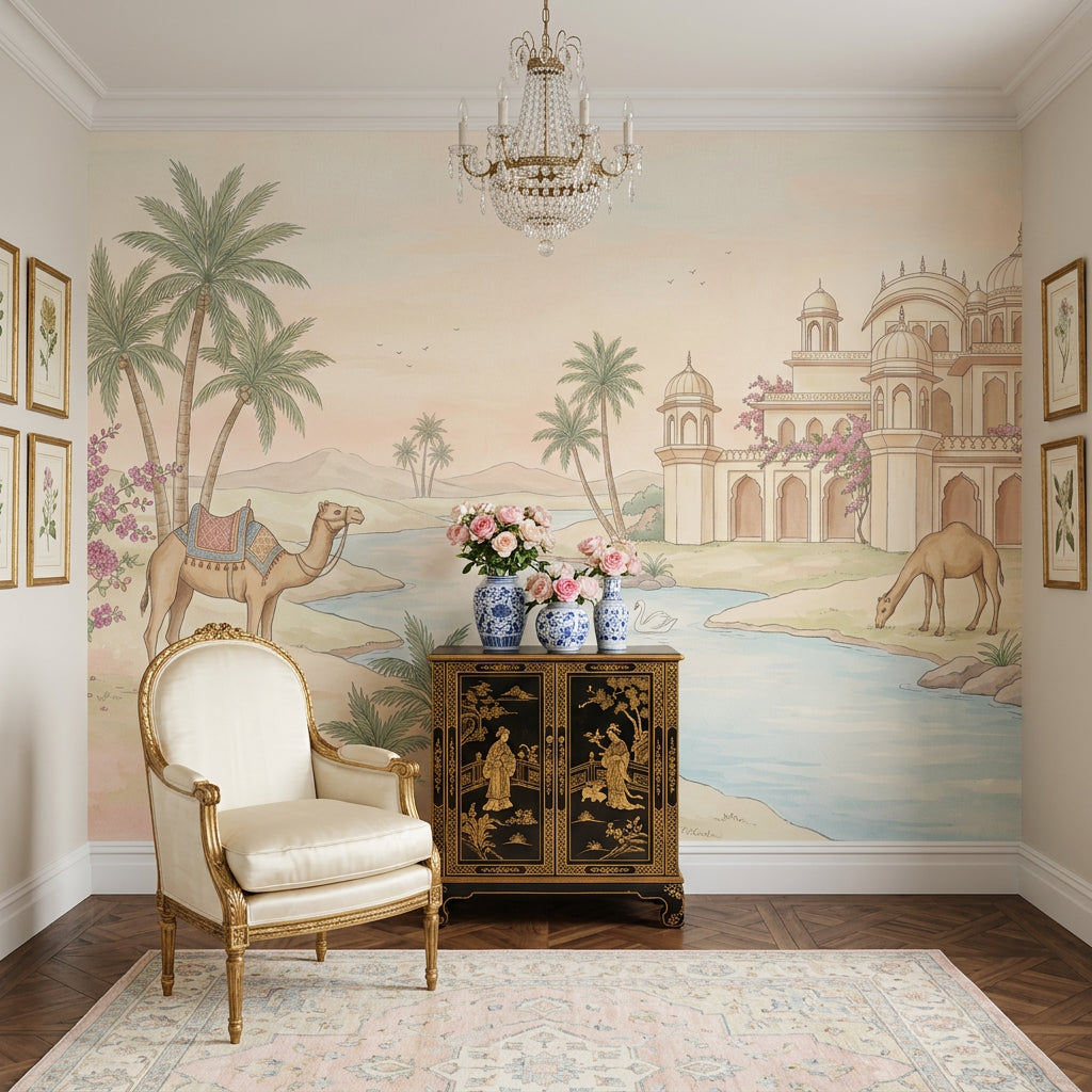 Desert Oasis Wallpaper Palace Domes Camel Wall Mural